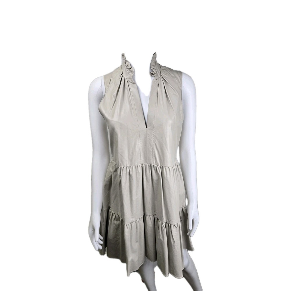 Amanda Uprichard Faux Leather tiered mini dress Ruffled Neck small s Money